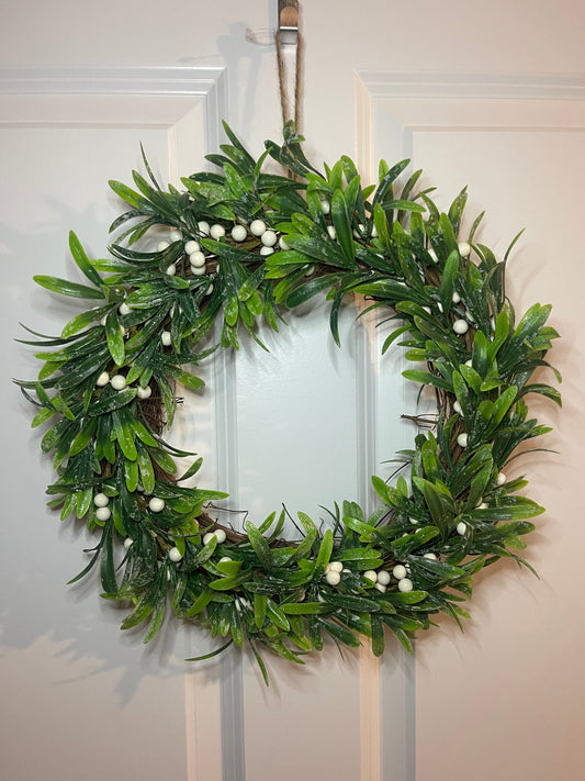 Frosted Hanging Mistletoe Wreath